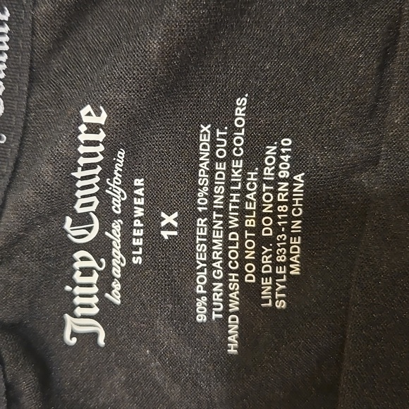 JUICY COUTURE RHINESTONE AND LOGO 3/4 SLEEVE SHIRT AND PANTS PAJAMA SET. SZ  1X. - Picture 5 of 15